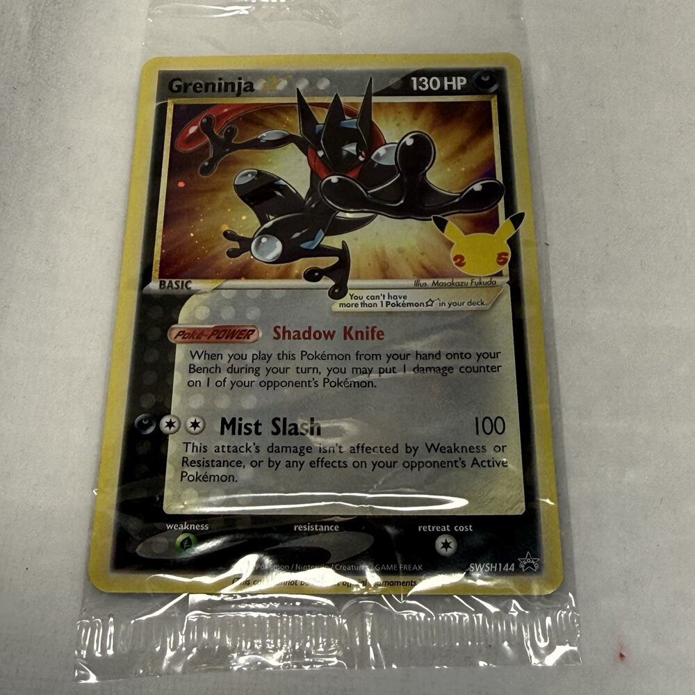 NM/M Pokémon TCG Greninja Gold Star SWSH144 Celebrations Black Star SEALED PROMO